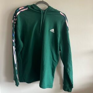 adidas Green Hoodie with Pink and Blue Accents